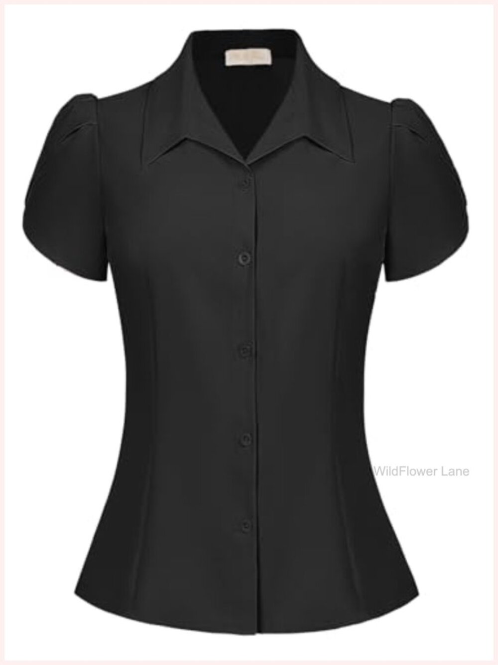 Belle Poque Women's Short Sleeve Button Down Blouse V-Neck Vintage Business